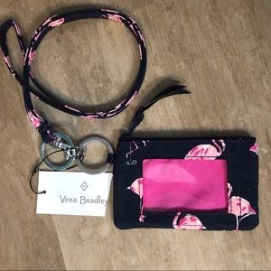 NWT Vera Bradley Flamingo Lanyard & Wallet